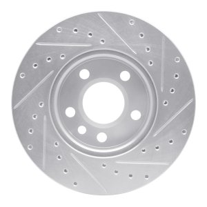 Volkswagen EuroVan Brake Rotor (1) - Front Left - R1 Concepts - Drilled & Slotted - Silver - `96-`00